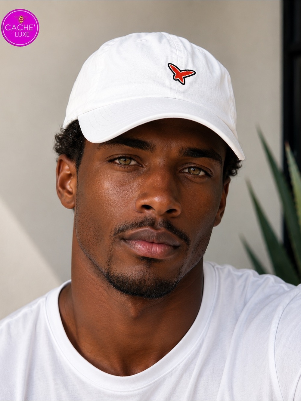 Birddogs White Cap with Red Whale Tail Logo